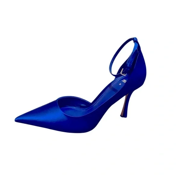 Zara blue satin heels - Picture 1 of 7
